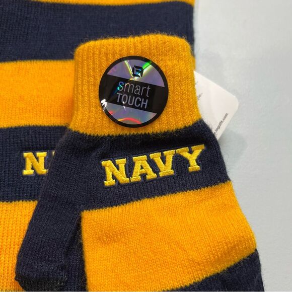 NWT Navy Striped Glove And Scarf Set Logofit Medium Gloves - Picture 7 of 9